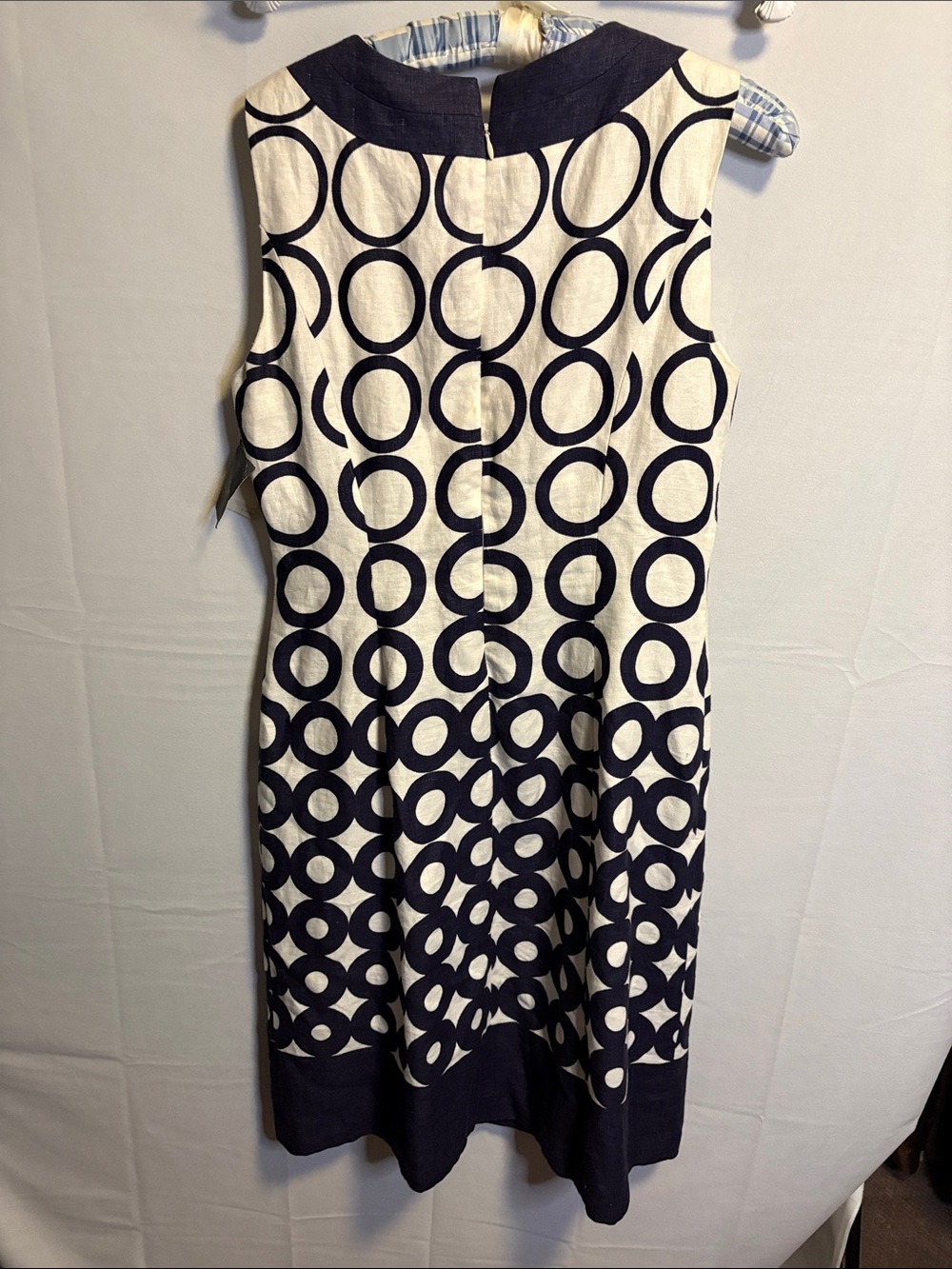 Liz Claiborne Navy & White Circle-Print Sleeveless Shift Dress nwt - Picture 9 of 12